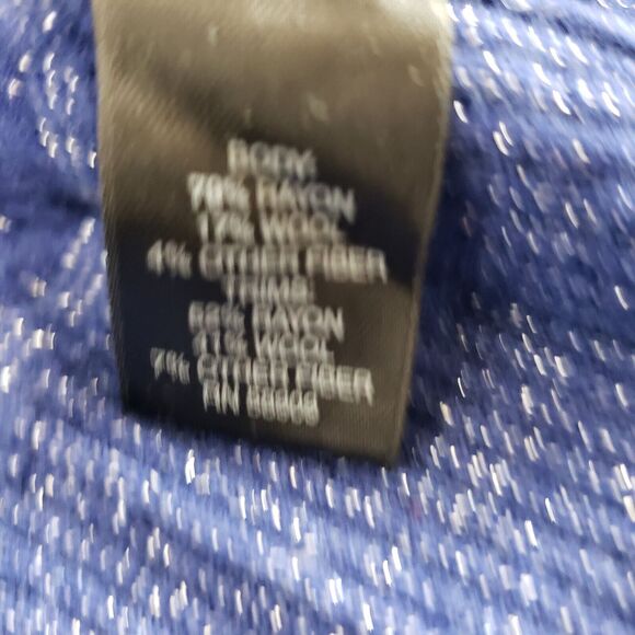 ALEX MARIE Knit SIZE XL Zip Front Blue Metallic 3/4 Sleeve Cardigan Sweater - Picture 8 of 11